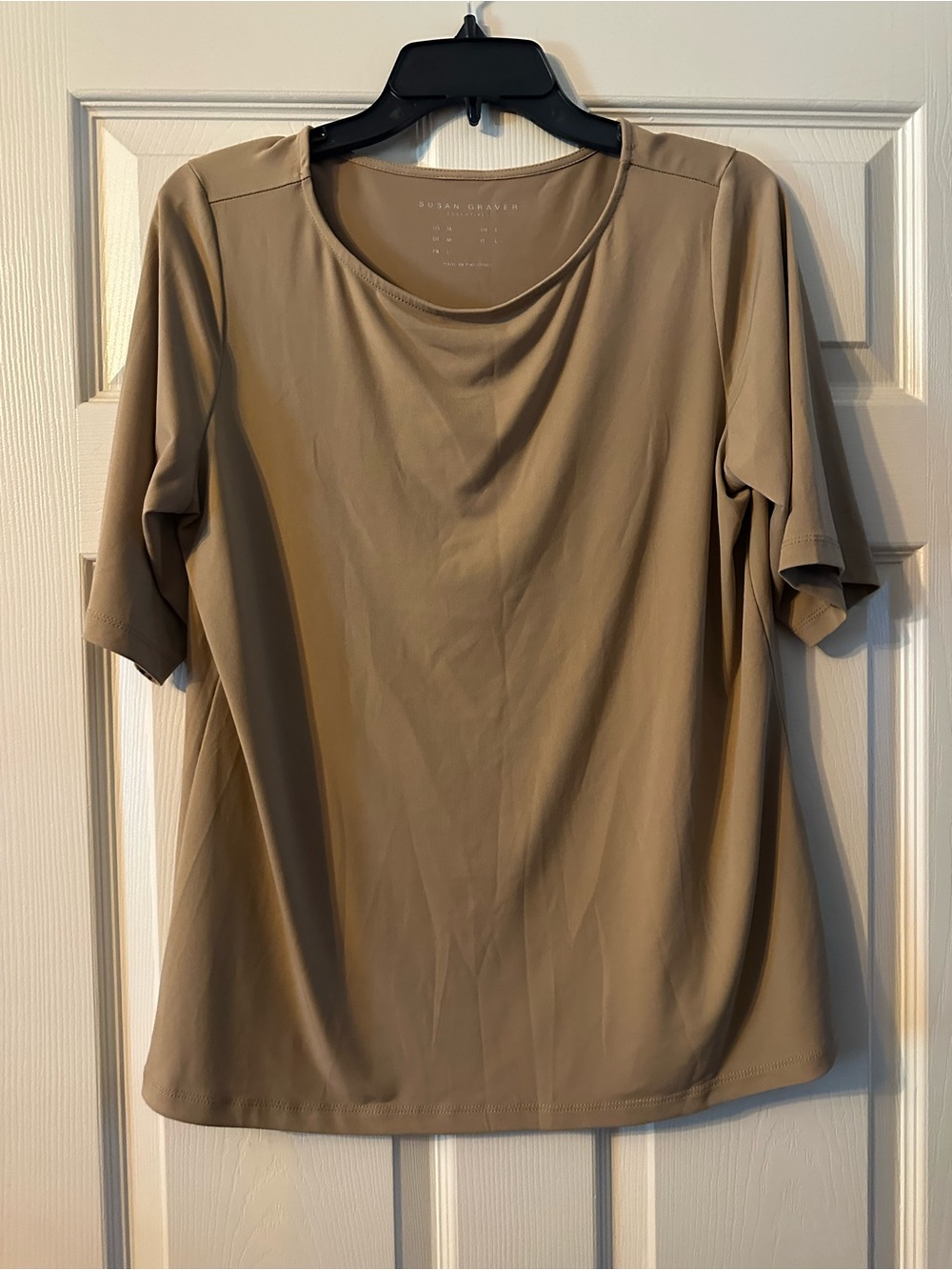 Susan Graver Taupe Short Sleeve Knit Top